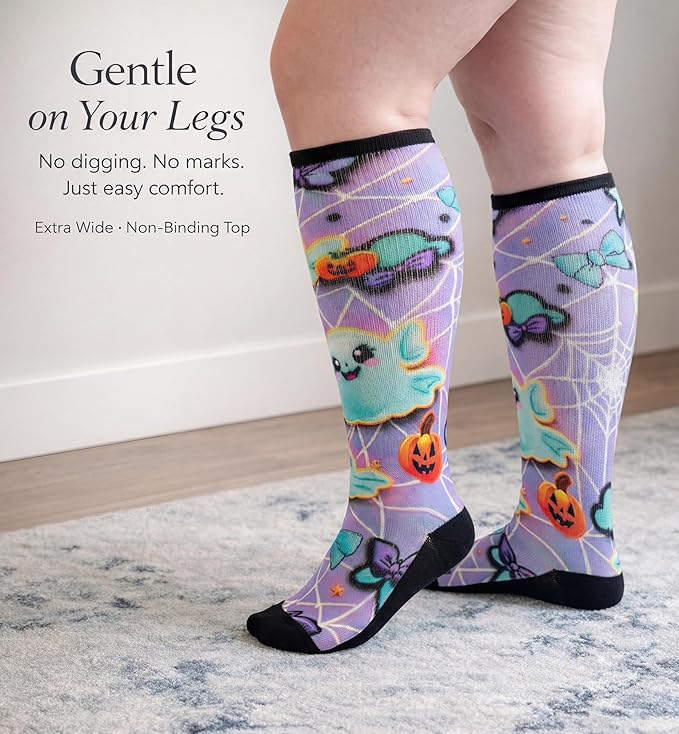 Extra Wide Diabetic Socks for Swollen Feet Men Women Non Binding Soft Stretch Colorful Design