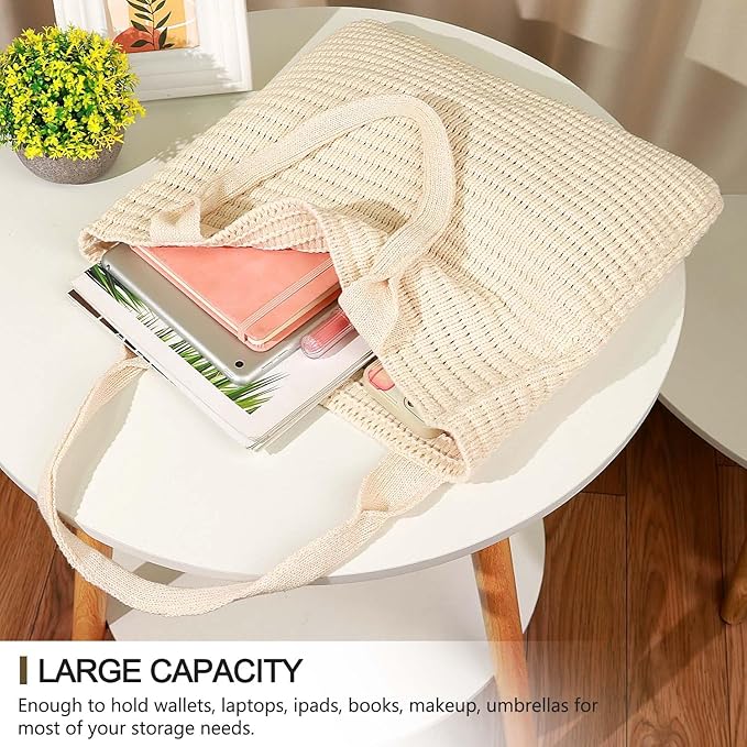 hatisan Crochet Bags for Women - Summer Beach Tote, Aesthetic Hippie Knit Bag
