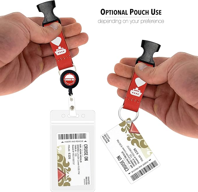 Cruise On Cruise Lanyard for Ship Cards – 2-Pack Retractable Badge & Waterproof Key Card Holder for Ship Cards – Cruise Essentials 2026-2027, Perfect for Travel & Vacation (Red)