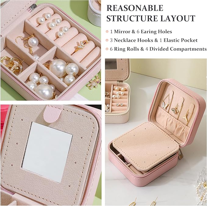 MODENGKONGJIAN Travel Jewelry Case for Women Fashion, Ring Necklace Earring Jewelry Holder Organizer Box, Small Portable Jewellery Storage, Christmas Gifts Initial F