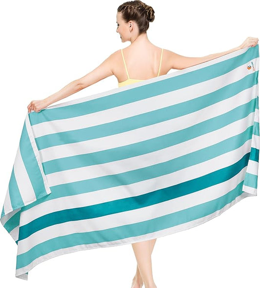 SUN CUBE Microfiber Beach Towel, Quick Dry Sand Free Beach Towel, Lightweight Compact Travel Swim Towel for Pool, Camping, Sand Resistant Packable Adult Towel - Light Blue 78x35 Inches