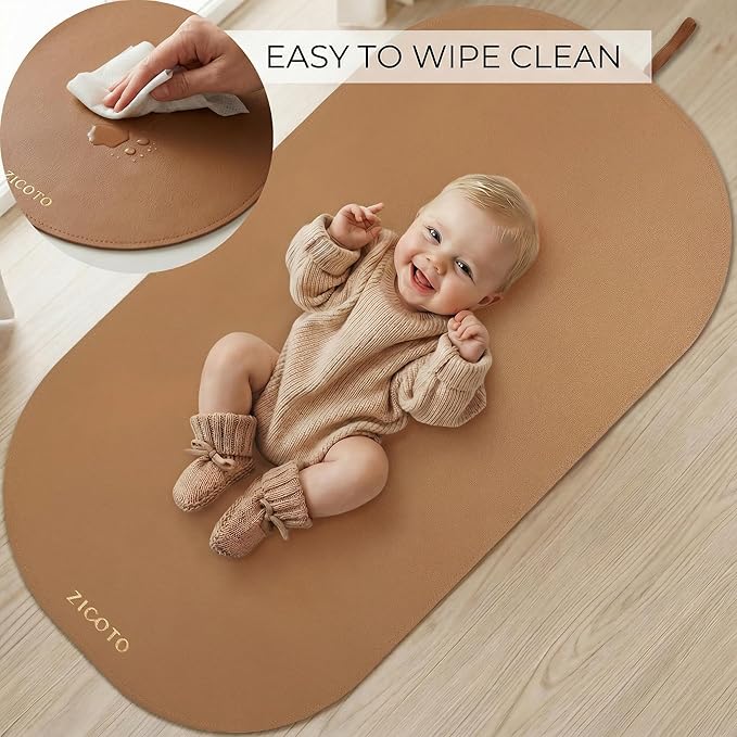 Beautiful Baby Diaper Changing Mat Made of Vegan Leather - Soft and Easy to Wipe Changing Pad for Travel or at Home Use - Lightweight and Foldable Mat That Perfectly Fits Into Any Diaper Bag