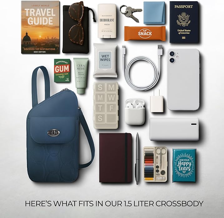 Travelon Anti-Theft Runways Slim Assymetric Crossbody