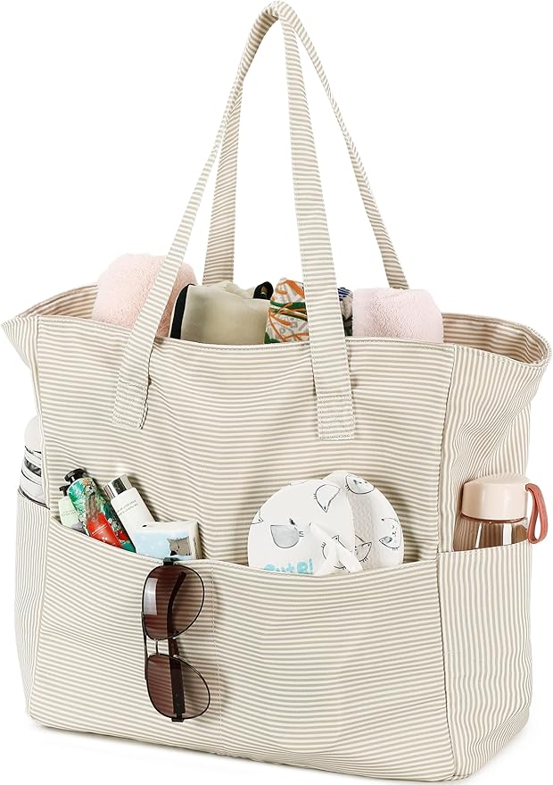 LEDAOU Large Beach Bag Women Waterproof Sandproof Zipper Beach Tote Pool Bag for Swim Gym Grocery Travel with Wet Pocket | Waterproof, Sandproof, Zipper, Pool, Gym, Grocery