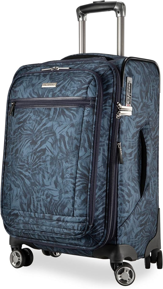 Ricardo Beverly Hills Avalon Softside Carry-On Luggage Made with Sustainable 100% Recycled PET (rPET), Lightweight, Eco-Friendly Travel, Expandable, Dual Spinner Wheels, Serengeti Night, 20-inch