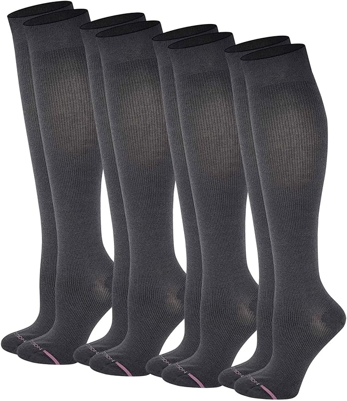 Dr. Motion Compression Knee High Socks for Women - 4 Pairs Pack