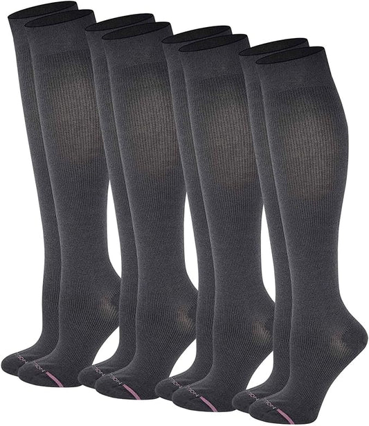 Dr. Motion Compression Knee High Socks for Women - 4 Pairs Pack