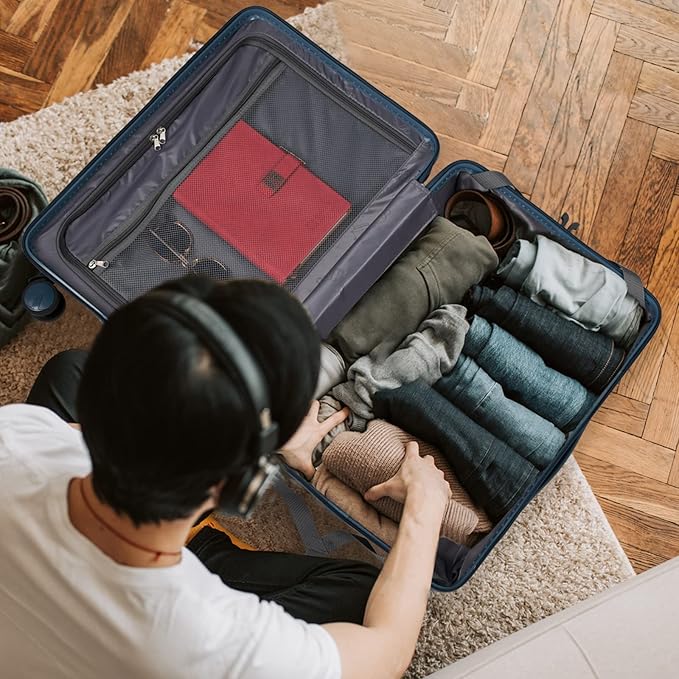Carry On Luggage 22x14x9 Airline Approved, PC Lightweight luggage with Spinner Wheels, 20 Inch Hardside Carry-On luggage with TSA Lock Rolling suitcase for Women