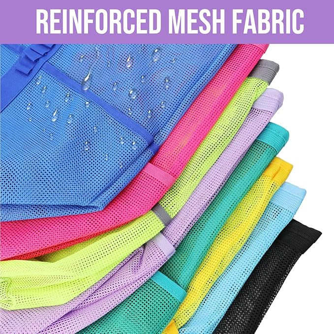 Large Mesh Beach Tote Bag, 9-Pocket Foldable Summer Vacation Beach Bag for Travel, Pool, Gym, Cruise