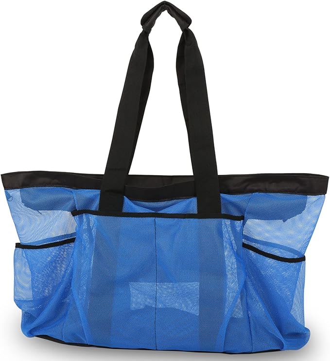 Extra Large Beach Bag Mesh Tote with Zipper and Pockets Ideal for Your Family Cruise/Beach Vacation Essentials | Extra Large, with Zipper, and Pockets