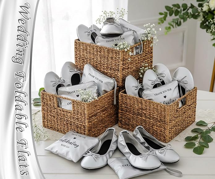 Cuffbow Wedding Foldable Flats Dancing Shoes Bulk Women's Roll up Ballet Flats Wedding Party Slippers for Bridesmaids Guests