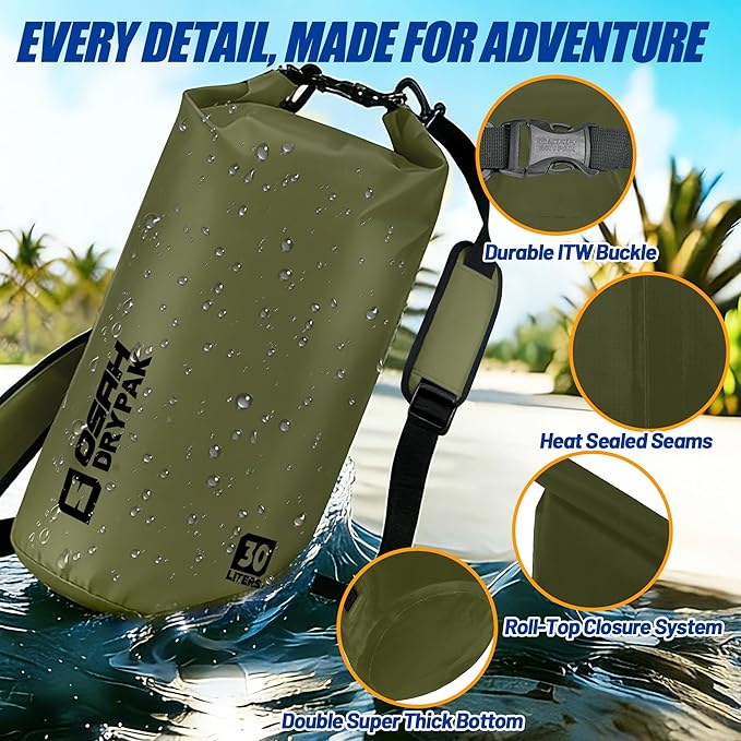 Waterproof Dry Bag, 5L/10L/20L/30L/40L Roll Top Lightweight Storage Backpack with Phone Case for Women & Men, Floating Waterproof Sack for Travel, Swimming, Kayaking, Paddle Board, Camping & Beach