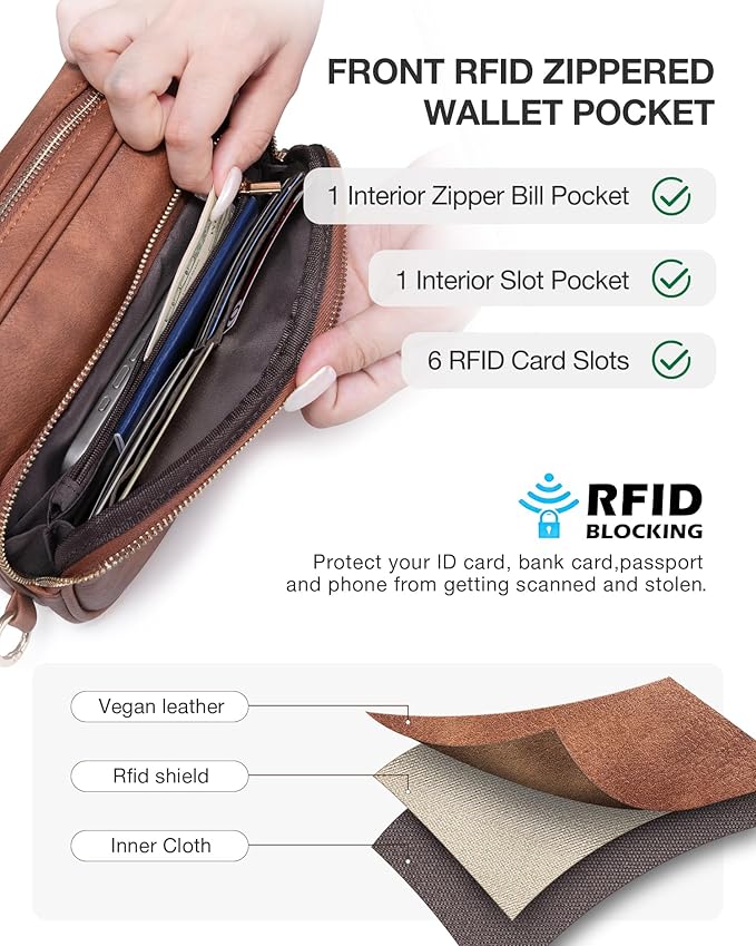 CHOLISS Small Purses for Women, Travel Purses Anti Theft Crossbody Bags for Women, Vegan Leather Adjustable Wide Guitar Strap | Travel Purses, Anti Theft, Adjustable, Wide Guitar Strap