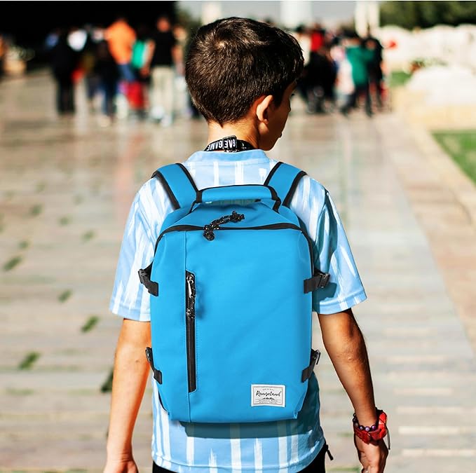 Kids Travel Backpack for Ages 3-6 | Lightweight Suitcase Style Carry-On | 10L Weekender with Tablet Sleeve & Chest Strap | Water Blue