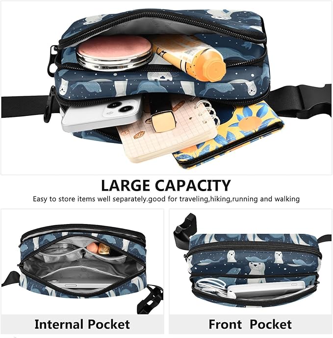 Ocean Sea Seal Fanny Pack for Women Men Water Resistant Fashion Waist Packs with Adjustable Strap Belt Bag for Travel Workout Jogging Hiking 21219979