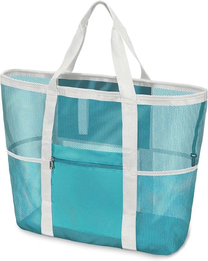 F-color Mesh Beach Bag Family - Large Tote Bag for Cruise Pool Toys Beach Vacation Essentials