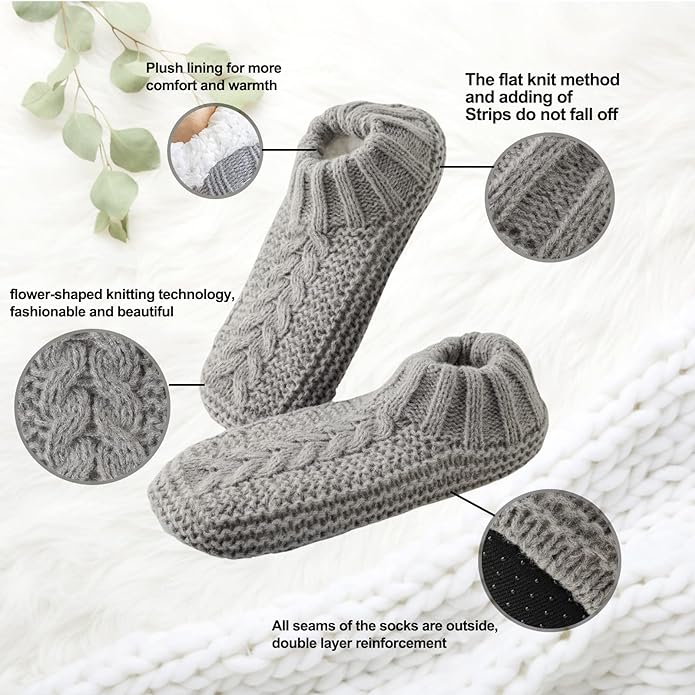 Vihir Cozy and Warm Men Slipper Socks - Non-Slip and Stylish Floor Socks Indoor House Shoes,beige