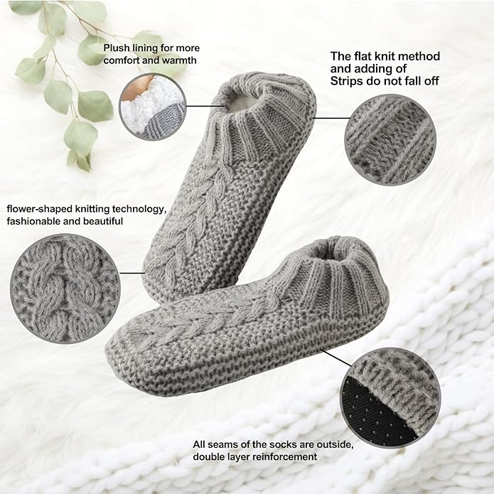 Vihir Cozy and Warm Men Slipper Socks - Non-Slip and Stylish Floor Socks Indoor House Shoes,beige
