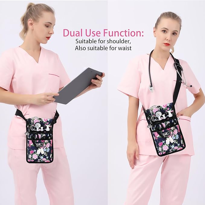 Nurse fanny pack Nurse Fanny Pack for Work Kit Practical Waist Bag for Nurses Fanny Pack for Basics Nurse Utility Belt Organizer Bag (YR-HS-S-MuDan)