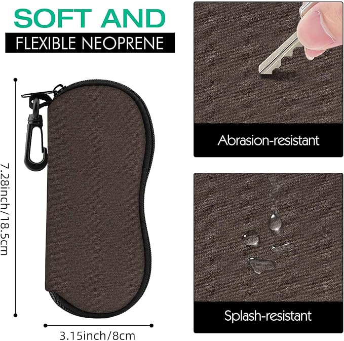 MoKo Sunglasses Soft Case Ultra Light Neoprene Zipper Eyeglass Case for Men Women