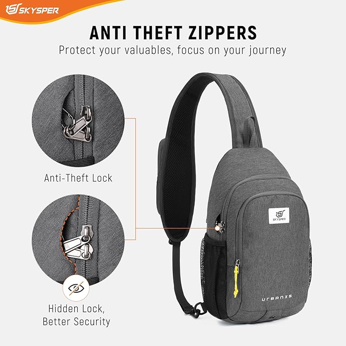 SKYSPER Sling Bag Anti Theft Crossbody Bag RFID Lightweight Travel Shoulder Chest Bag for Hiking Walking