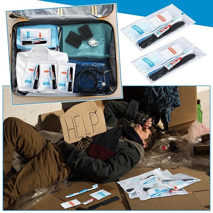 240 Pcs Personal Hygiene for Homeless in Bulk, Personal Hygiene Kit Basic Disposable Toiletry Homeless Care Package Supplies for Women Men Travel Charity, 48 Kit
