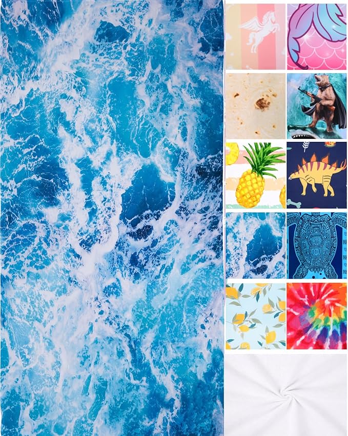 LIVILAN Ocean Wave Beach Towel, 30” x 60” Oversized, Lightweight Microfiber, Soft, Quick Dry, Sand Free, Ideal for Pool, Bath, Travel, Blue Towel, Perfect Ocean Gifts for Women, Men