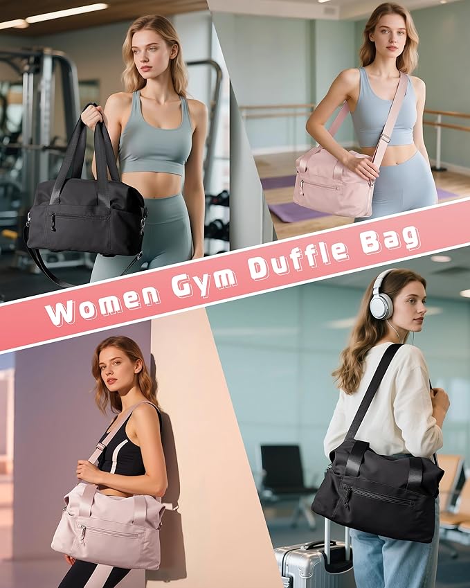 Smasrob Small Gym Bag with Yoga Mat Holder, Wet Pocket and a Separate Pouch, Small Gym Duffle Bag for Women with Detachable Crossbody Shoulder Strap
