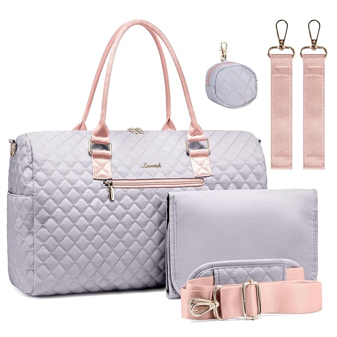 LOVEVOOK Diaper Bag Tote with Pacifier Case and Changing Pad, Large Capacity Mommy Bag for Hospital and Weekender Travel, Functional Baby Bags Newborn Baby Essential