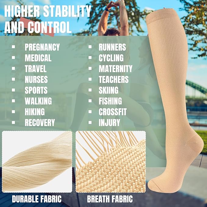 bropite Compression Socks for Women & Men 8 Pairs Circulation-Compression Socks 20-30 mmhg-Best for Running,Nurse,Travel,Yoga