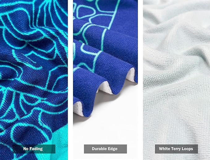 cabanana Sand Free Beach Towel - Large Oversized Beach Towel Sandproof 70x35 Big Microfiber Quick Dry Pool Towel, Thin Lightweight Compact for Travel Swimming Bath for Adults Women Men (Turtle)