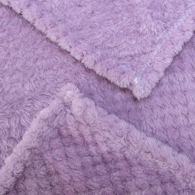 Fuzzy Throw Blanket, Plush Fleece Blankets for Adults, Toddler, Boys and Girls, Warm Soft Blankets and Throws for Bed, Couch, Sofa, Travel and Outdoor, Camping (40”×60”, Lavender)