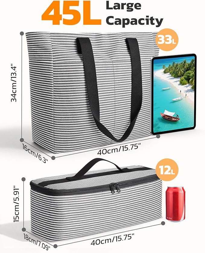 Beach Bag with Cooler, Extra Large Insulated Beach Tote for Women, Waterproof Sandproof Pool Picnic Travel Bag