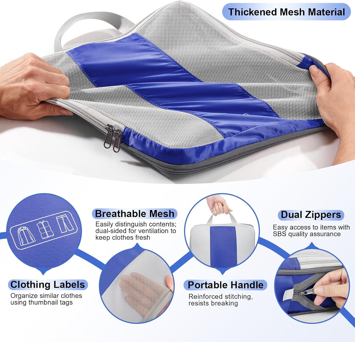 10 Set Compression Packing Cubes for Travel Essentials,Compressible Expandable Packing Cubes for Suitcase,OlarHike Luggage Organizer Bags for Travel,Handy Helper for Organizing Clothes(Klein Blue)