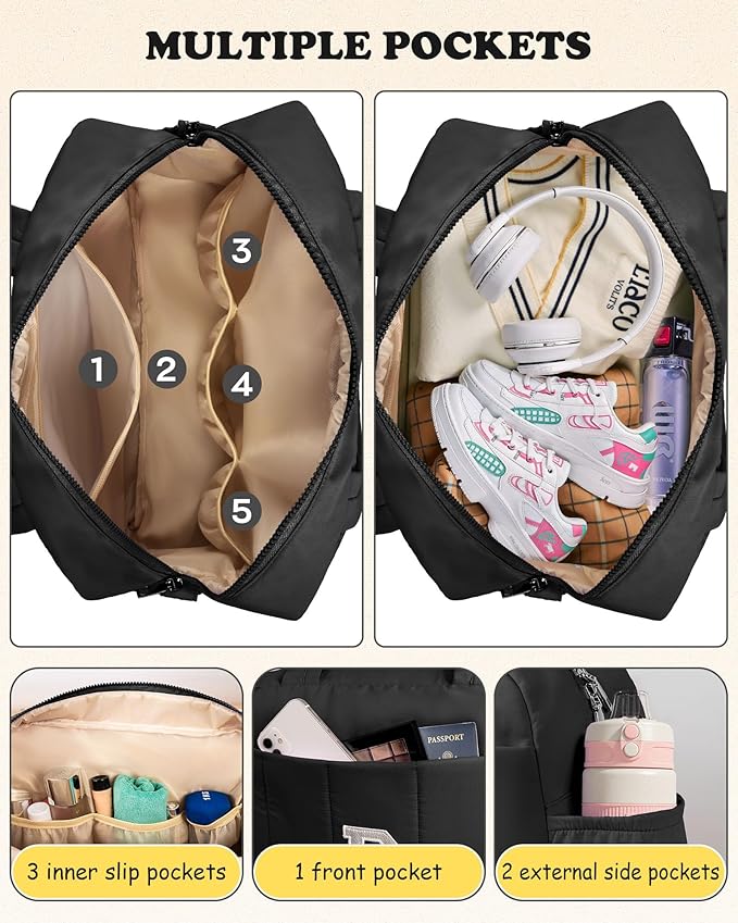 Teenage Girl Birthday Gift-Monogram Gifts-Women Duffle Bag with Initial, Personal Item Travel Bags，Gym Bag with Wet Pocket，Lightweight Travel Bags Personalized Tote with Makeup Pouch
