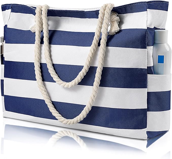 Pleneal Beach Bags For Women - Large Beach Bags with Zipper Waterproof Sandproof Swim Pool Beach Bag