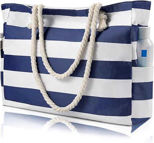 Pleneal Beach Bags For Women - Large Beach Bags with Zipper Waterproof Sandproof Swim Pool Beach Bag