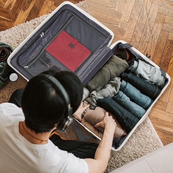 28 Inch Large Checked Luggage, Hardside Checked Suitcase with 360° Spinner Wheels, Lightweight PC Hard Shell Carry Luggage, TSA Approved Lock, 28" Expandable Large Suitcase for Women Travel