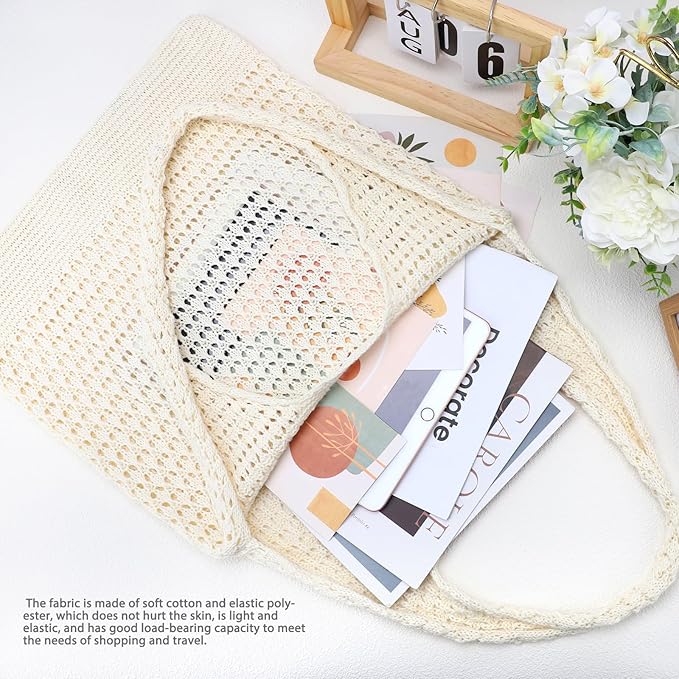 hatisan Crochet Bags for Women - Summer Beach Tote, Aesthetic Hippie Knit Bag