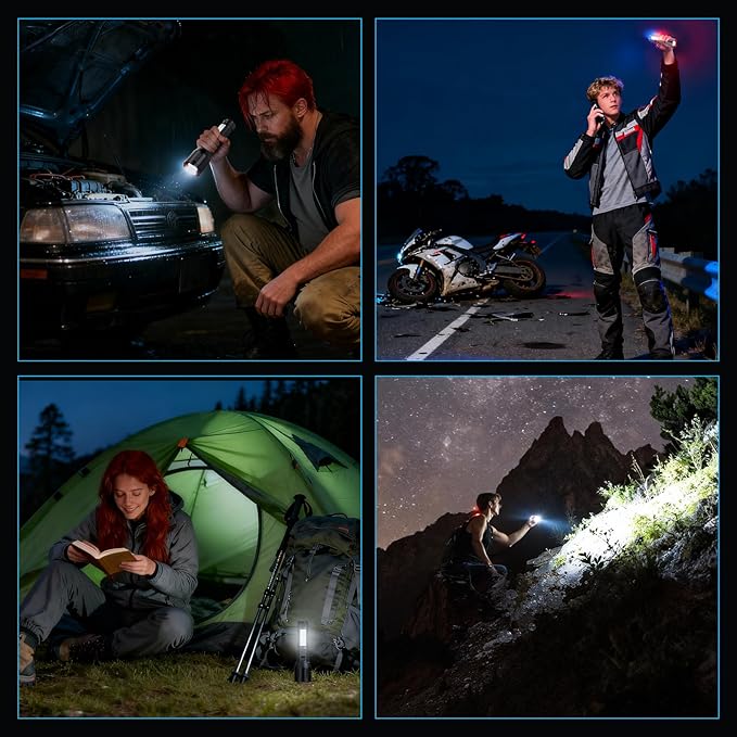 Flashlight High Lumens Rechargeable 2 Packs, 1,500,000L Handheld LED Flashlights High Powered, Adjustable Super Bright Flash Lights with 6 Modes, Cob Side Light, Tactical Flashlight for Emergency