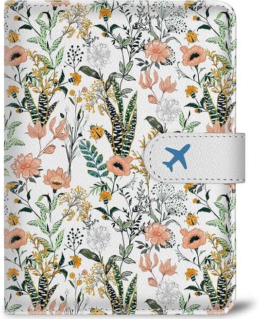 Passport Holder for Trave, RFID Blocking Leather Passport Cover, Combo with Credit Card Slot and Boarding Pass Slot Combo for Women Men