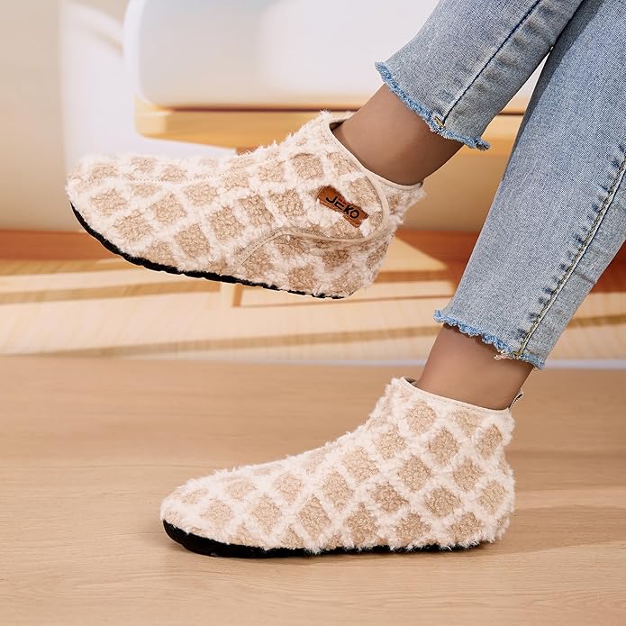 UUBARIS Bootie Slippers for Women Men Furry Warm House Sock Shoes For Indoor Outdoor Travel
