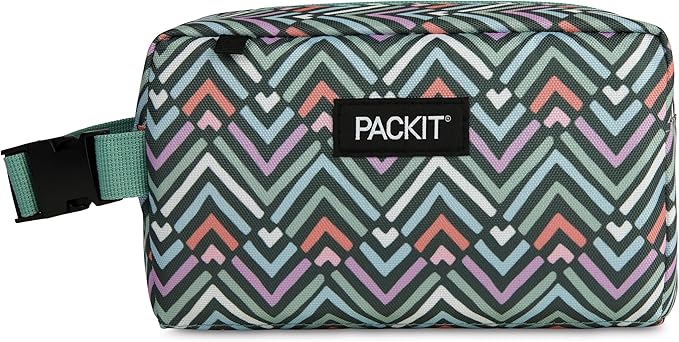 PackIt(R) Freezable Snack Box, Diamond Chevron, Built with EcoFreeze(R) Technology, Collapsible, Zip Closure with Buckle Handle, Designed For Work Snacks, Fresh Snacks On the Go, Adults, and All Ages
