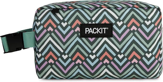 PackIt(R) Freezable Snack Box, Diamond Chevron, Built with EcoFreeze(R) Technology, Collapsible, Zip Closure with Buckle Handle, Designed For Work Snacks, Fresh Snacks On the Go, Adults, and All Ages
