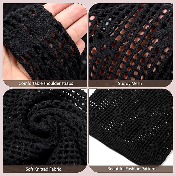 Sightor Crochet Tote Bag, Mesh Beach Bag Knit Summer Hobo Bag Vacation Boho Tote Bag for Women
