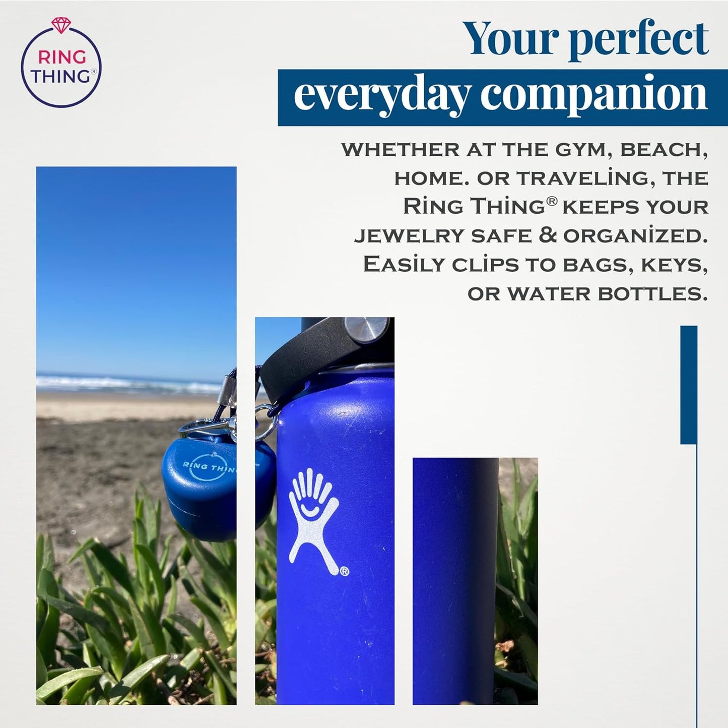 RING THING - Ring Holder Keychain, Jewelry Organizer and Storage, Portable Waterproof Ring Holder, Pill Box Keychain Container, Gym Accessory, and Travel Ring Case (Royal Blue)