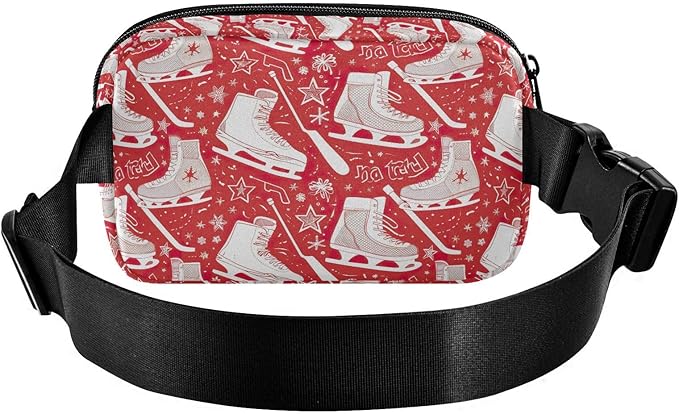 Ice Skates Fanny Pack for Women Men Water Resistant Fashion Waist Packs with Adjustable Strap Belt Bag for Travel Workout Jogging Hiking 21220340