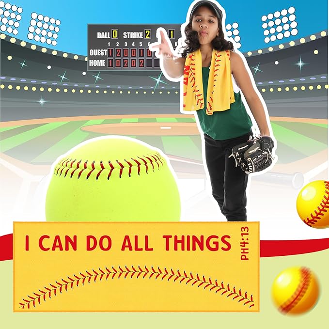 12 Pcs Softball Cooling Towel Softball Team Gifts Favors for Men Bible Verse I Can Do All Things Workout Sweat Rags for Neck and Face Microfiber Towel for Gym, Camping, Outdoor Sport
