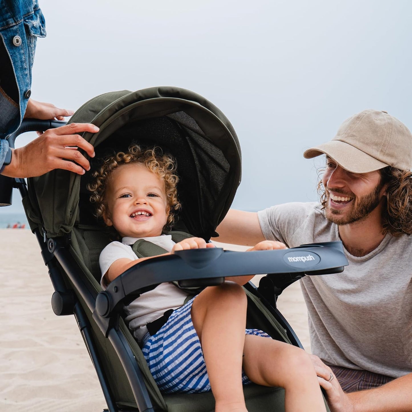 Mompush Lithe V2 Lightweight Travel Stroller, Compact Foldable Baby Stroller with Travel Bag, One-Hand Fold Stroller, Snack Tray, Mechanical Recline Seat, Airplane-Ready, Organizer & Rain Cover