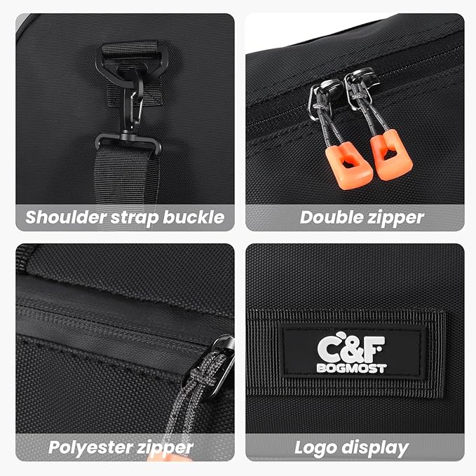 C&F BOGMOST Small Gym Bag for Women & Men,Small Lightweight Duffel Bag Carry On Bags Mini Duffel Travel Bag Waterproof Sports Bags for Workout/Sport/Travel, Black,with Shoes Compartment